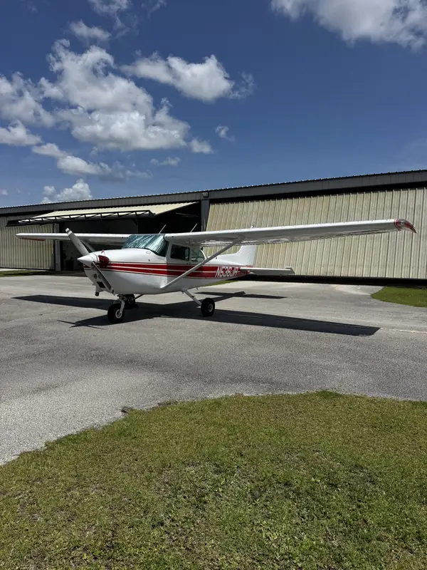 1974 Cessna 172M N536JR, left front three-quarter on the ramp